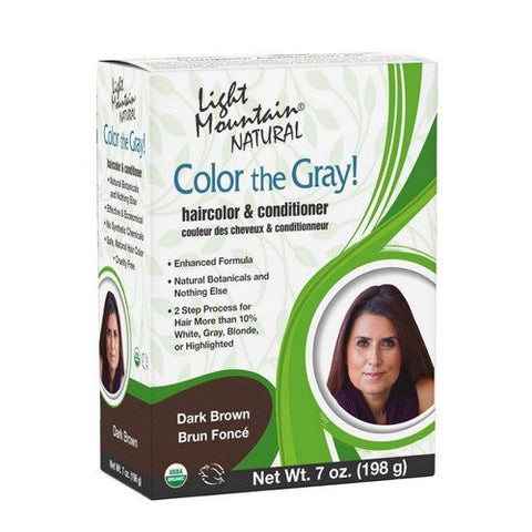 Light Mountain, Color The Gray, Natural Hair Color & Conditioner, Brown-Dark 7 Oz Light Mountain