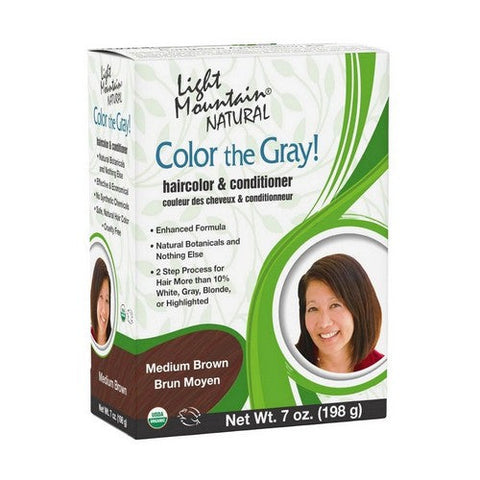 Light Mountain, Color the Gray Natural Haircolor And Conditioner Medium Brown, Brown-Medium 7 Oz
