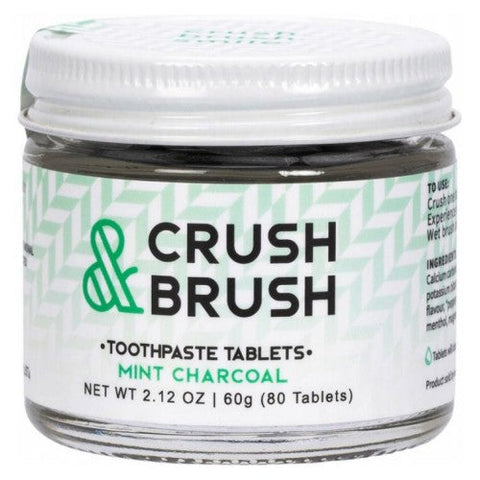 Crush & Brush, Toothpaste Tablet Jar, 0, Mint Charcoal 2.12 Oz Crush & Brush