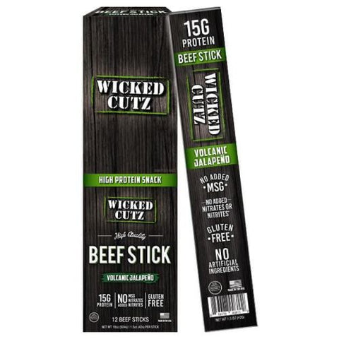 Wicked Cutz, Jalapeno Beef Stick, 12 Each Wicked Cutz