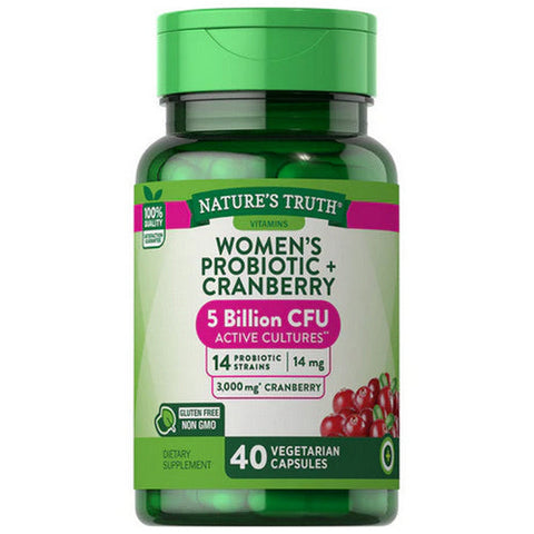 Nature's Truth, Women'S Daily Probiotic + Cranberry Vegetarian Capsules, 40 Tabs Nature's Truth
