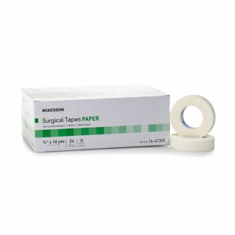 McKesson, Medical Tape McKesson Paper 1/2 Inch X 10 Yard White NonSterile, Box Of 24 McKesson