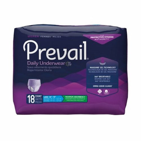 First Quality, Female Adult Absorbent Underwear Prevail  For Women Daily Underwear Pull On with Tear Away Seams Lar, Case Of 4 First Quality