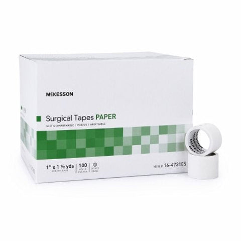 McKesson, Medical Tape McKesson Paper 1 Inch X 1-1/2 Yard White NonSterile, Box Of 100 McKesson