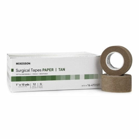 McKesson, Medical Tape McKesson Paper 1 Inch X 10 Yard Tan NonSterile, Case Of 12 McKesson