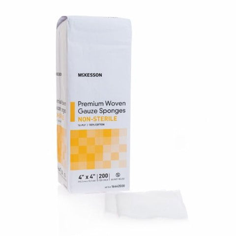 McKesson, Gauze Sponge McKesson Woven Cotton 16-Ply 4 X 4 Inch Square NonSterile, Pack Of 200 McKesson