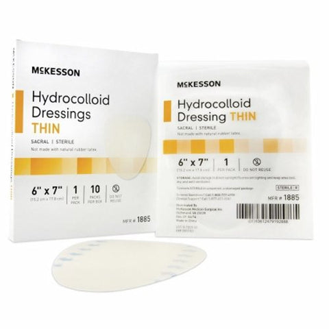 McKesson, Thin Hydrocolloid Dressing Film Backing 6 X 7 Inch Sacral Hydrocolloid 1885, Box Of 5 McKesson