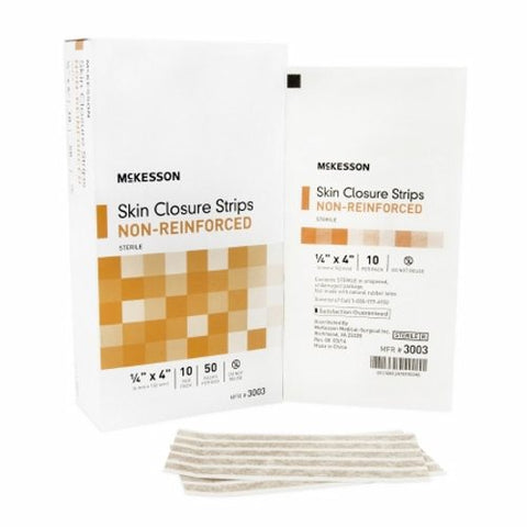 McKesson, Skin Closure Strip McKesson 1/4 X 4 Inch Nonwoven Material Flexible Strip Tan, Box Of 50 McKesson