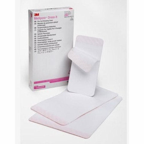 3M, Dressing Retention Tape 3M Medipore Pre-Cut Pad Cloth 3-7/8 X 4-5/8 Inch White NonSterile, Box Of 25 3M
