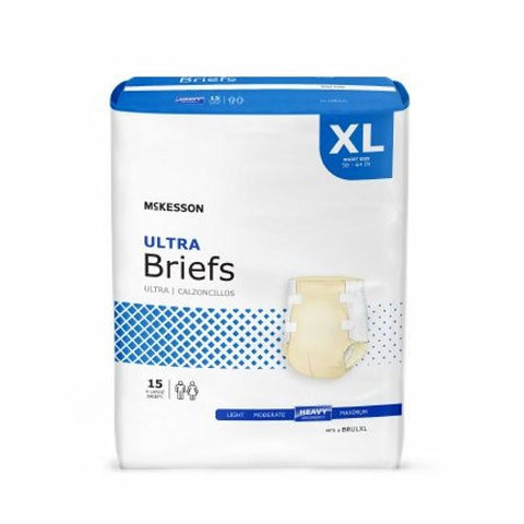 Unisex Adult Incontinence Brief McKesson Ultra Tab Closure X-Large Disposable Heavy Absorbency Beige Case of 60 by McKesson