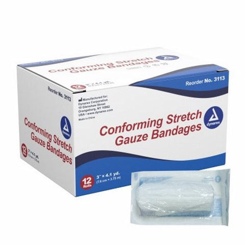 Dynarex, Conforming Bandage Dynarex  Polyester 1-Ply 3 Inch X 4-1/10 Yard Roll Shape Sterile, Case Of 8 Dynarex