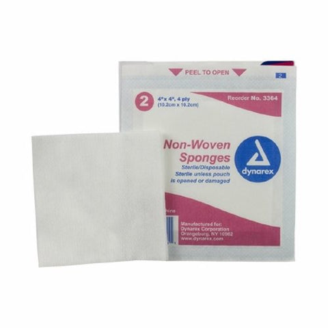 Dynarex, NonWoven Sponge Dynarex NonWoven 4-Ply 4 X 4 Inch Square Sterile, Box Of 25 Dynarex