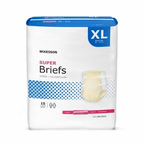McKesson, Unisex Adult Incontinence Brief X-Large Disposable Moderate Absorbency, Count of 15 McKesson