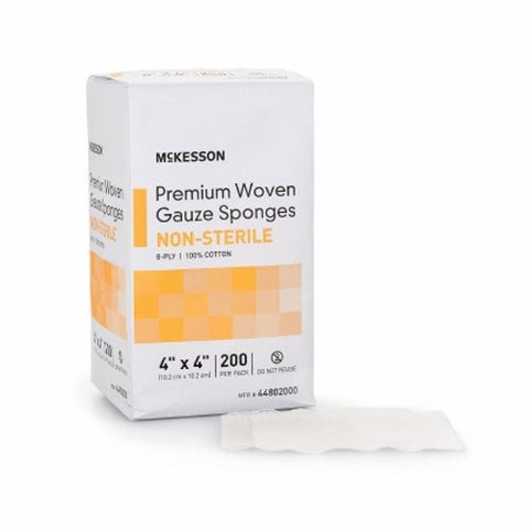 McKesson, Gauze Sponge 4 X 4 Inch 8-Ply NonSterile 44802000, Pack Of 200 McKesson