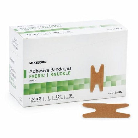 McKesson, Adhesive Strip 1-1/2 X 3 Inch Fabric Knuckle Tan Sterile 16-4814, Case Of 24 McKesson