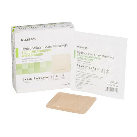 McKesson, Foam Dressing 4 X 4 Inch With Border Film Backing Silicone Gel 4843, 1 Each McKesson