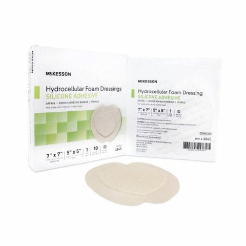 McKesson, Foam Dressing 7 X 7 Inch With Border Film Backing Silicone Gel 4845, Case Of 20 McKesson