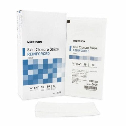 McKesson, Skin Closure Strip 1/4 X 4 Inch Nonwoven Material Reinforced Strip White 3009, Case Of 4 McKesson