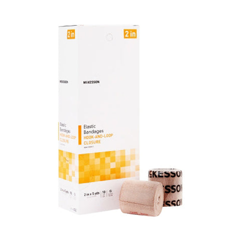 McKesson, Elastic Bandage 2 Inch X 5 Yard Single Hook and Loop Closure Tan 052, Case Of 5 McKesson