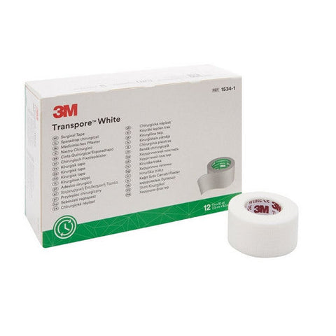 3M, Medical Tape Transpore White 1 Inch X 10 Yard Plastic NonSterile, Box Of 12 3M