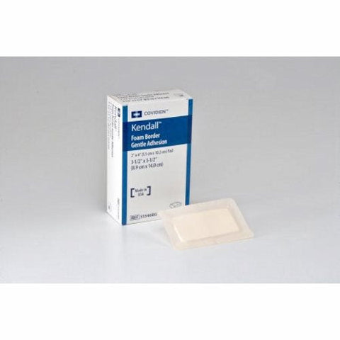 Cardinal, Foam Dressing 3-1/2 X 5-1/2 Inch With Border Film Backing Silicone 55546BG, Box Of 10 Cardinal