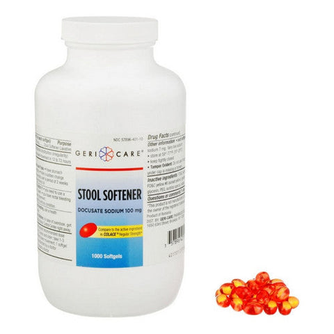 McKesson, Stool Softener Geri-Care  Softgel 1,000 per Bottle 100 mg Strength Docusate Sodium, 1,000 Softgels McKesson