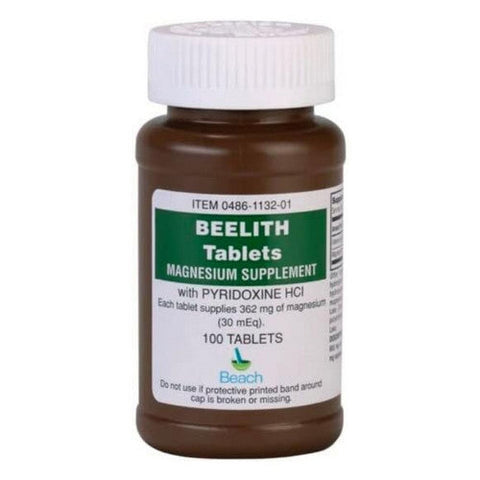 Beach Products, Mineral Supplement Beelith  Magnesium Oxide / Pyridoxine HCl 362 mg - 20 mg Strength Tablet 100 per, 100 Tablets Beach Products