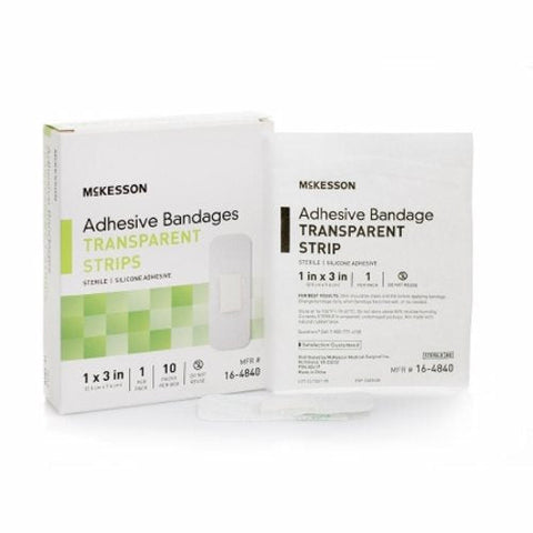 McKesson, Waterproof Adhesive Strip 1 X 3 Inch Silicone Rectangle Sheer Sterile, 1 Each McKesson