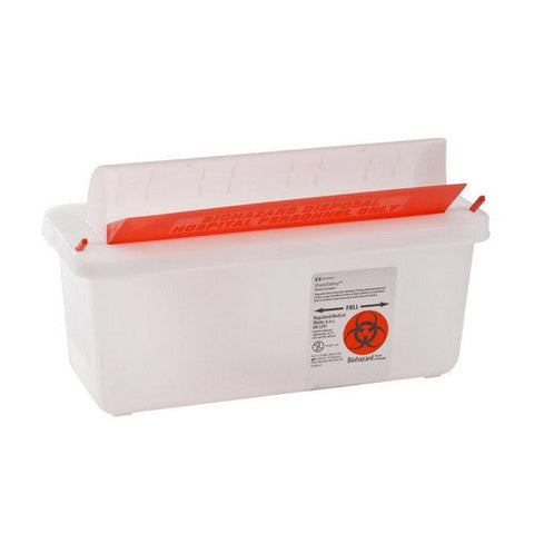 Cardinal, Sharps Container Translucent Base 11 H X 10-3/4 W X 4-3/4 D Inch 851201, 1.25 Gallons Cardinal