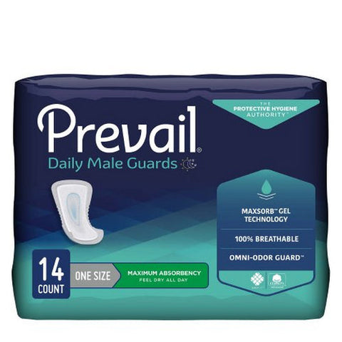 First Quality, Bladder Control Pad Prevail  Daily Male Guards 12-1/2 Inch Length Heavy Absorbency Polymer Core One, Pack Of 14 First Quality