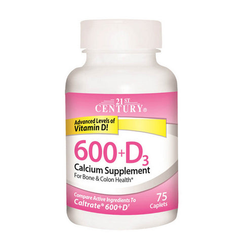 21st Century, Calcium 600 + Vitamin D 3, 75 Caplets 21st Century