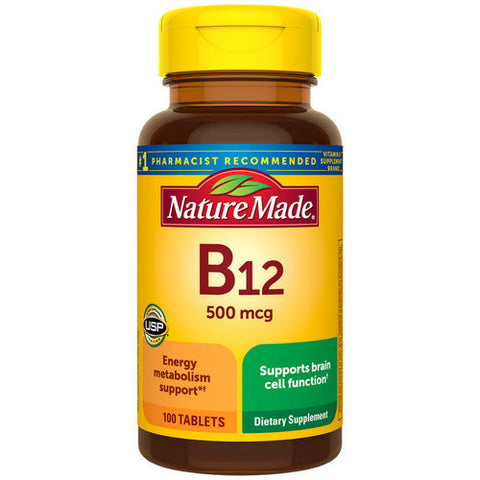 Nature Made, Vitamin B-12, 500mcg, 100 Tabs Nature Made