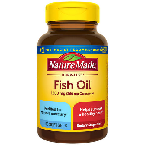 Nature Made, Fish Oil Burp-Less, 1200 Mg, 60 Softgels Nature Made