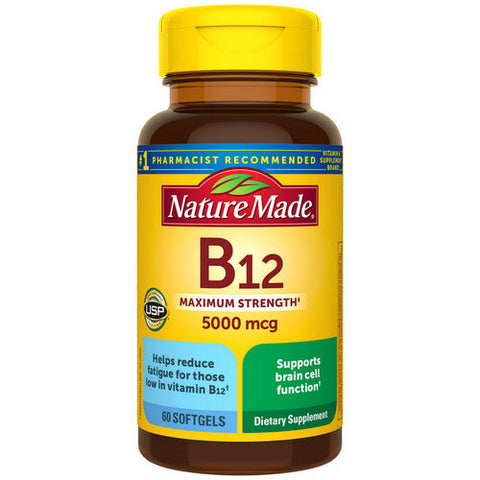 Nature Made, Vitamin B12, 5000mcg, 60 Soft gels Nature Made