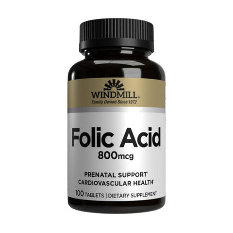 Windmill Health, Folic Acid, 800 mcg, 100 Tabs Windmill Health