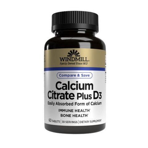 Windmill Health, Calcium Citrate + D, 60 Tabs Windmill Health