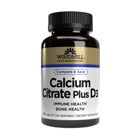 Windmill Health, Calcium Citrate + D, 120 Tabs Windmill Health