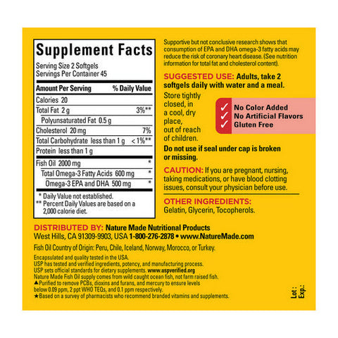 Nature Made, Fish Oil, 1000 mg, 90 Liquid Softgels Nature Made