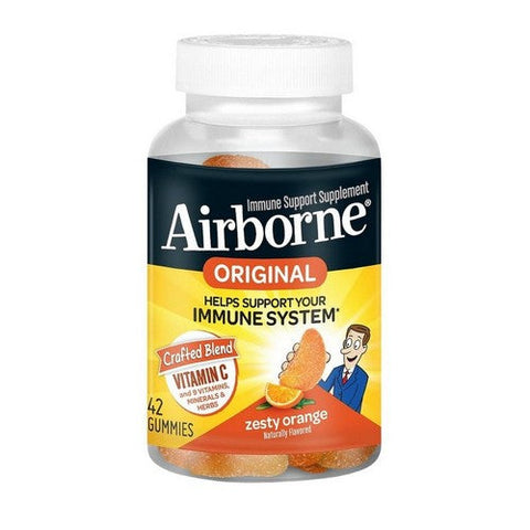 Airborne, Immune Support With Vitamin C And Zinc Zesty Orange, 42 Gummies Airborne