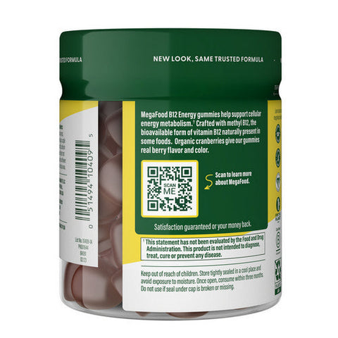 MegaFood, B12 Energy, Cranberry, 70 Gummies MegaFood
