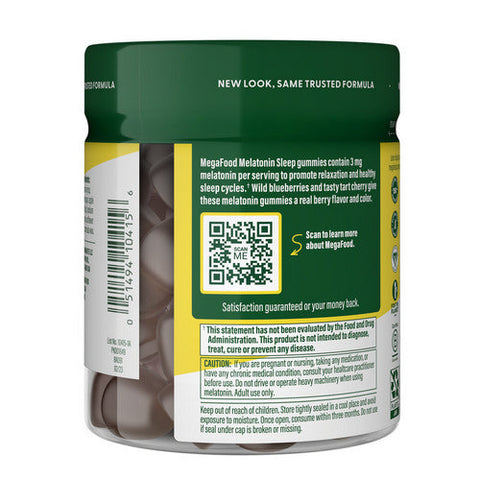 MegaFood, Melatonin Berry Good Sleep, Berry, 54 Gummies MegaFood