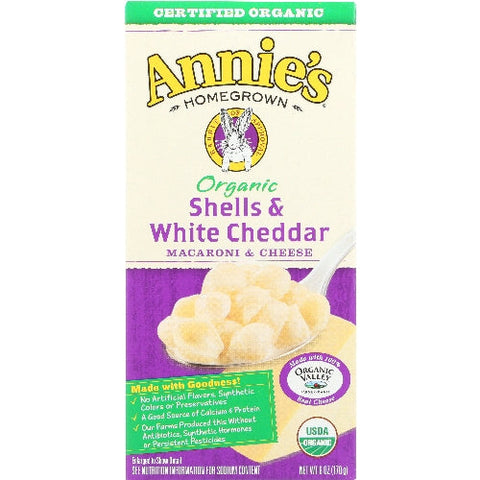 Annie's Homegrown, Mac & Chs Shell & Wht Chd, Case of 12 X 6 Oz