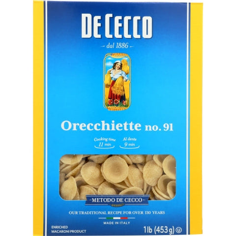 De Cecco, Orecchiette Pasta, 16 Oz(Case Of 12) De Cecco