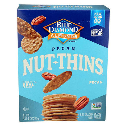 Blue Diamond, Pecan Nut-Thins Rice Cracker Snacks with Pecans, 4.25 Oz(Case Of 12)