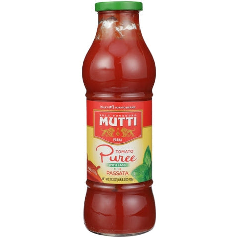 Mutti, Tomato Puree Basil Passat, Case of 12 X 24.5 Oz Mutti
