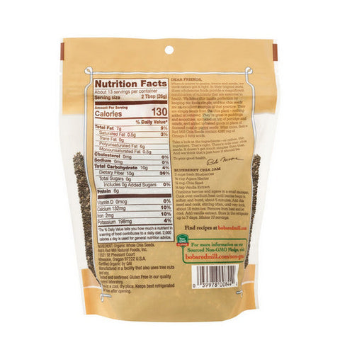 Bobs Red Mill, Organic Whole Chia Seed, 12 Oz(Case Of 5)
