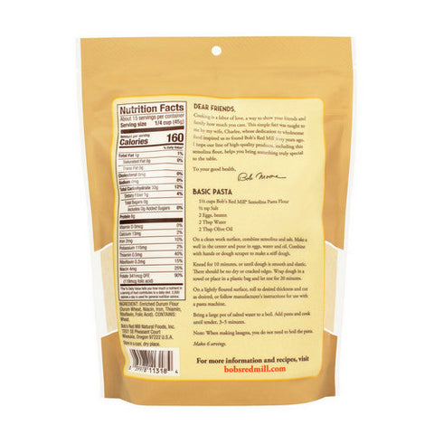Bobs Red Mill, Semolina Flour, 24 Oz(Case Of 4) Bobs Red Mill