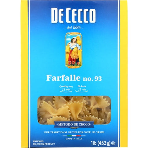 De Cecco, Pasta Farfelle, 16 Oz(Case Of 12) De Cecco