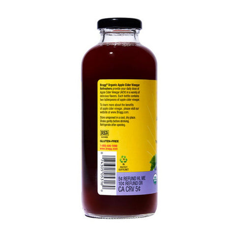 Bragg, Organic Apple Cider Vinegar Refreshers Prebiotic Concord Grape & Hibiscus, 16 Oz(Case Of 12) Bragg