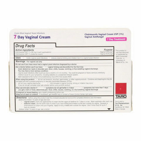 Taro, Clotrimazole 7 Vaginal Cream 1%, 45 Grams Taro